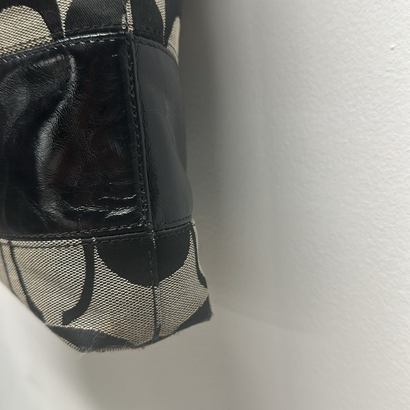 Coach Chelsea Signature Stripe Hobo Bag Shoulder Purse Canvas 12824 Black Gray - Picture 6 of 13